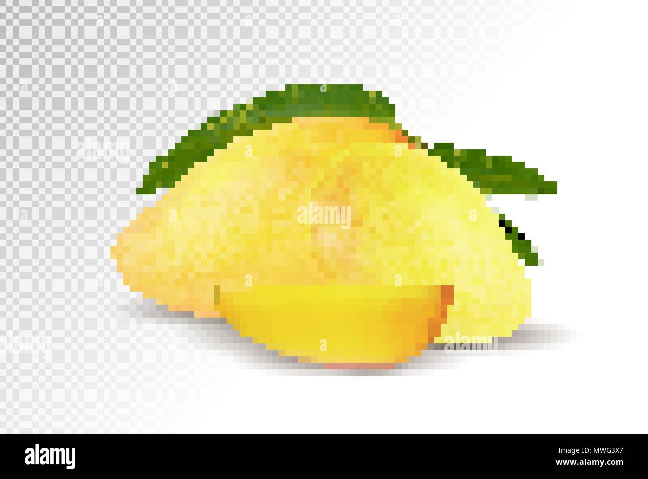 Fresh Mango with slice Isolated On White Background. Vector 3d illustration Stock Vector