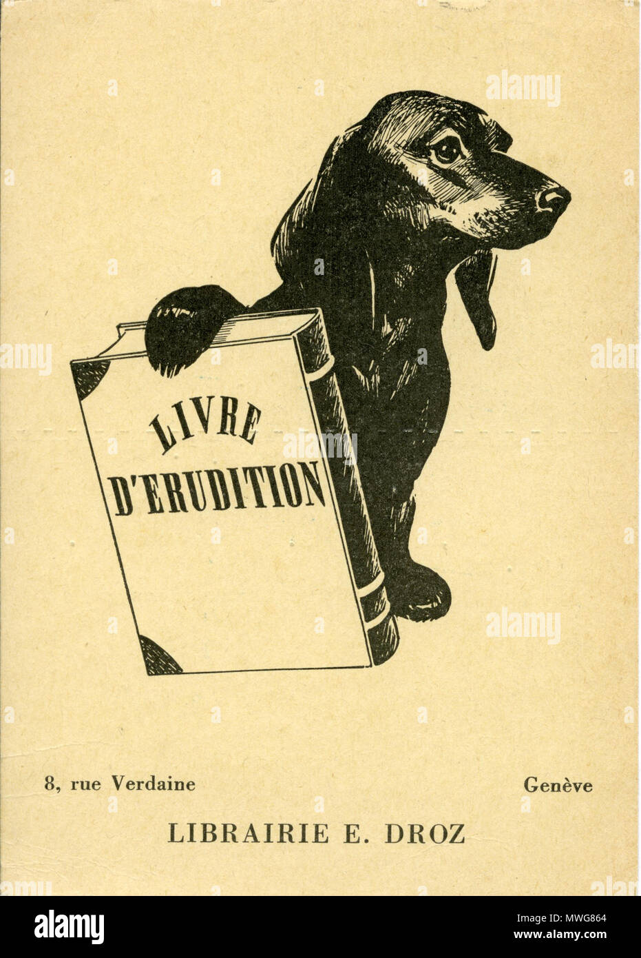 . Français : carte publicitaire . Unknown date. non identifié 371 Librairie Droz Stock Photo