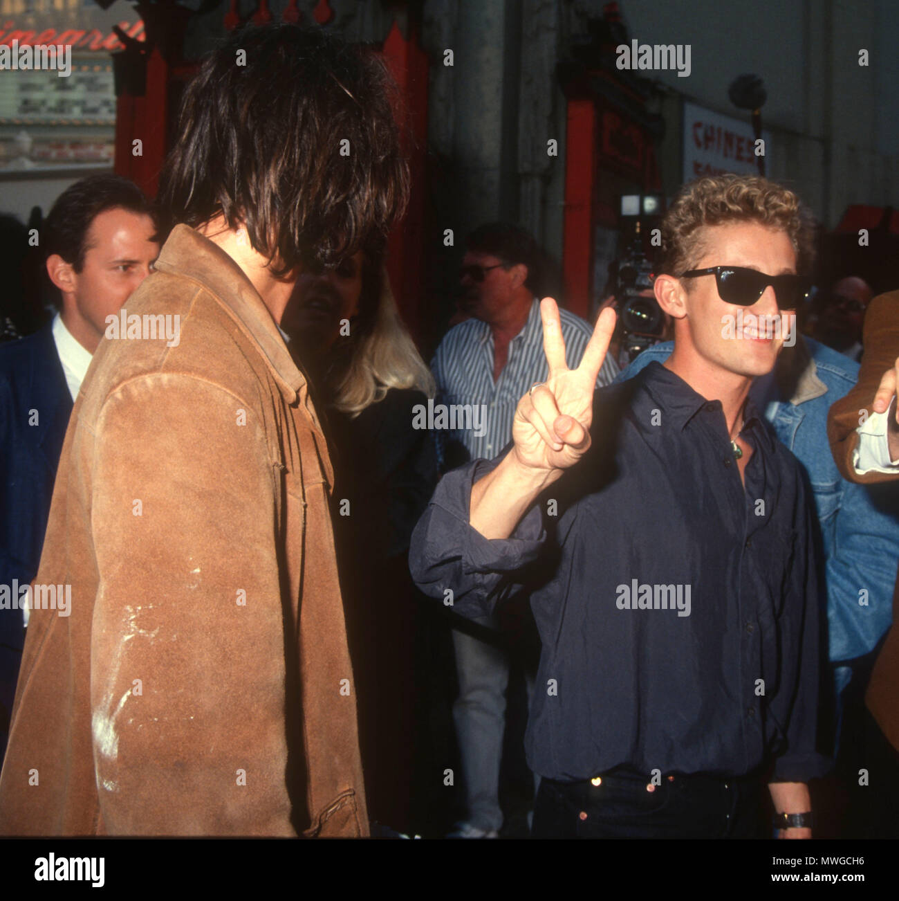HOLLYWOOD, CA - JULY 11: (L-R) Actors Keanu Reeves and Alex Winter attend the 'Bill & Ted's Bogus Journey' Hollywood Premiere on July 11, 1991 at Mann's Chinese Theatre in Hollywood, California. Photo by Barry King/Alamy Stock Photo Stock Photo