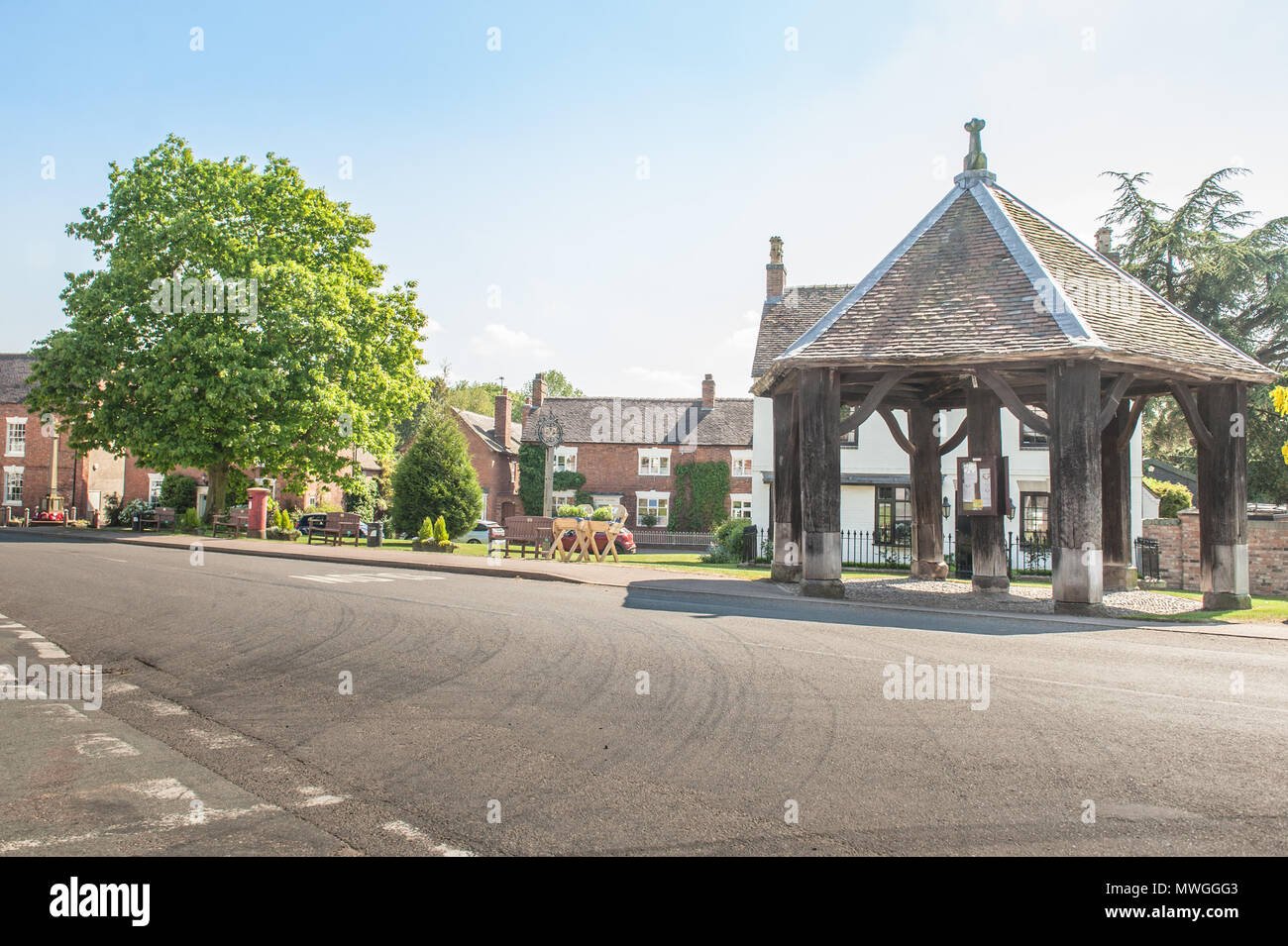 The Butter Cross, Abbots Bromley. Named after the produce that was sold under it. Stock Photo