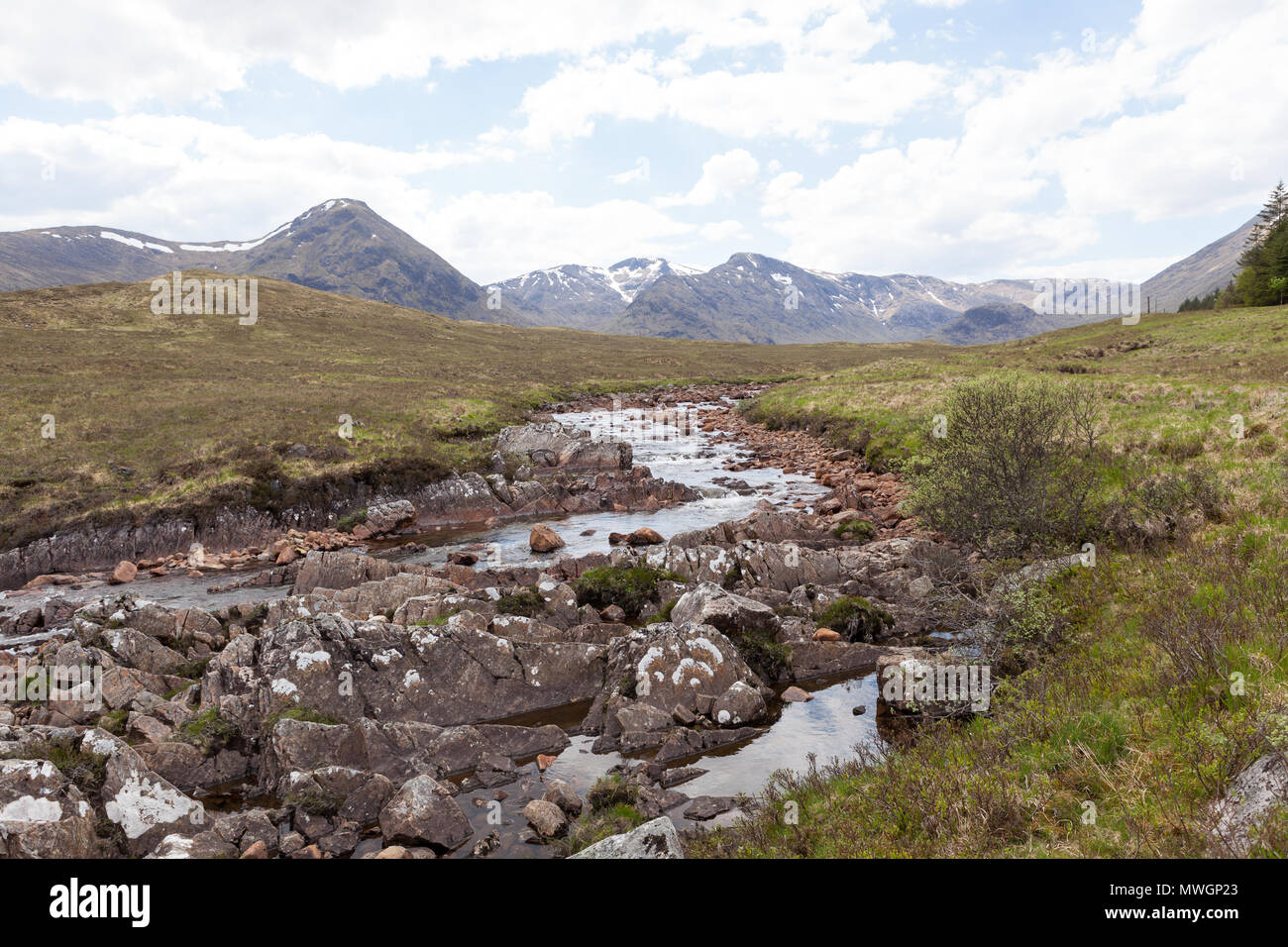 River and mountains on the West Highland Way in Scotland. Stock Photo