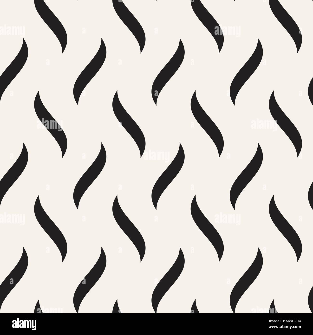 Vector Seamless Black and White Hand Drawn Wavy Lines Simple Pattern ...