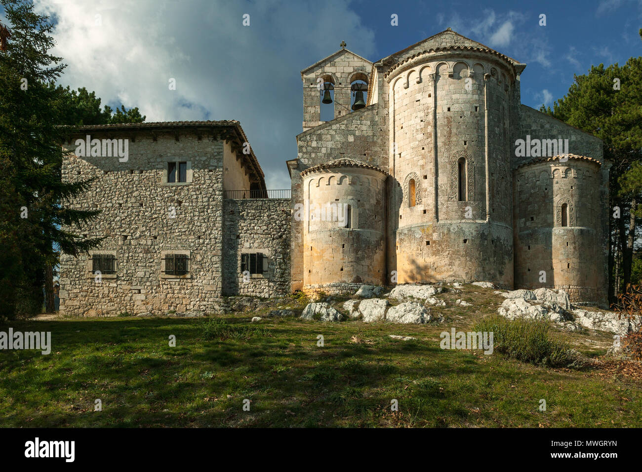 Medieval Church of Santa Maria Assunta (Bominaco), Abruzzo Stock Photo