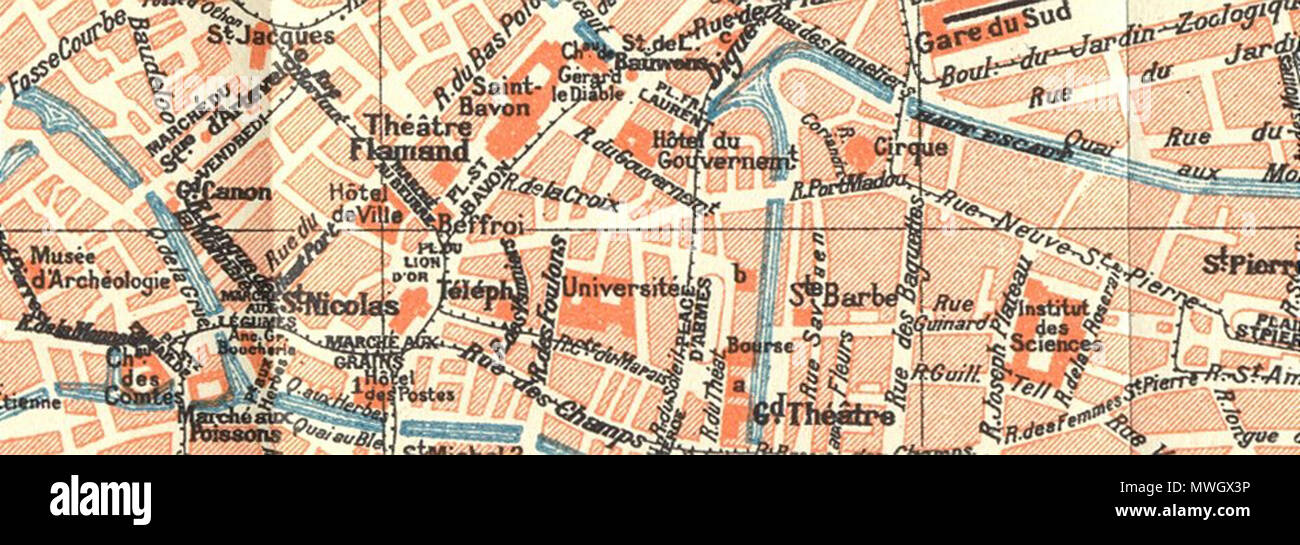 . English: Map of Ghent, 1924, Guide Bleu, detail . 9 March 2012 ...