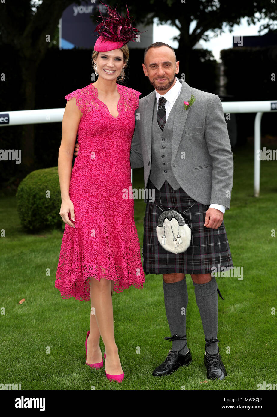 Charlotte Hawkins and Mark Heyes during ladies day of the 2018 Investec