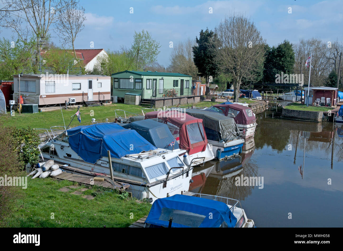 Yalding, Marina by the River Medway, Kent, Stock Photo