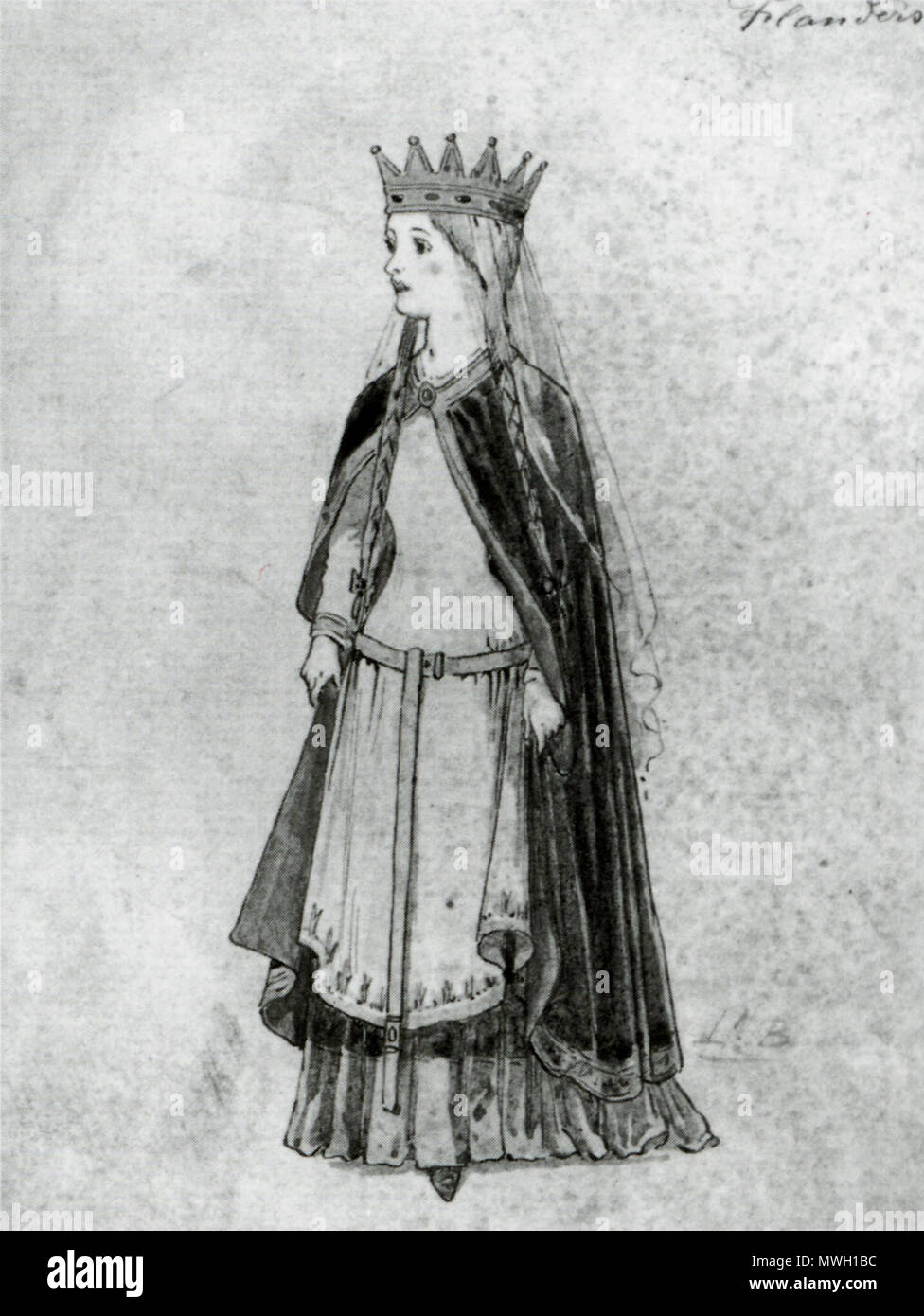 .     This PNG image has a thumbnail version at File: Matilda of Flanders.jpg. Generally, the thumbnail version should be used when displaying the file from Commons, in order to reduce the file size of thumbnail images. Any edits to the image should be based on this PNG version in order to prevent generational loss, and both versions should be updated. See here for more information. Deutsch | English | suomi | français | македонски | മലയാളം | português | русский | +/−  Matilda of Flanders, c.1031-83. Unknown artist. Pen, ink and watercolour, 18 x 13.3cm (7 1/8' x 5 1/2'). National Portrait Gal Stock Photo