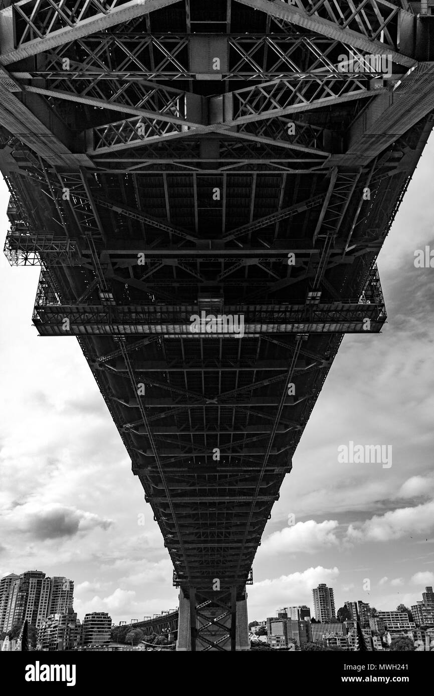 The Sydney Opera House from underneath Stock Photo