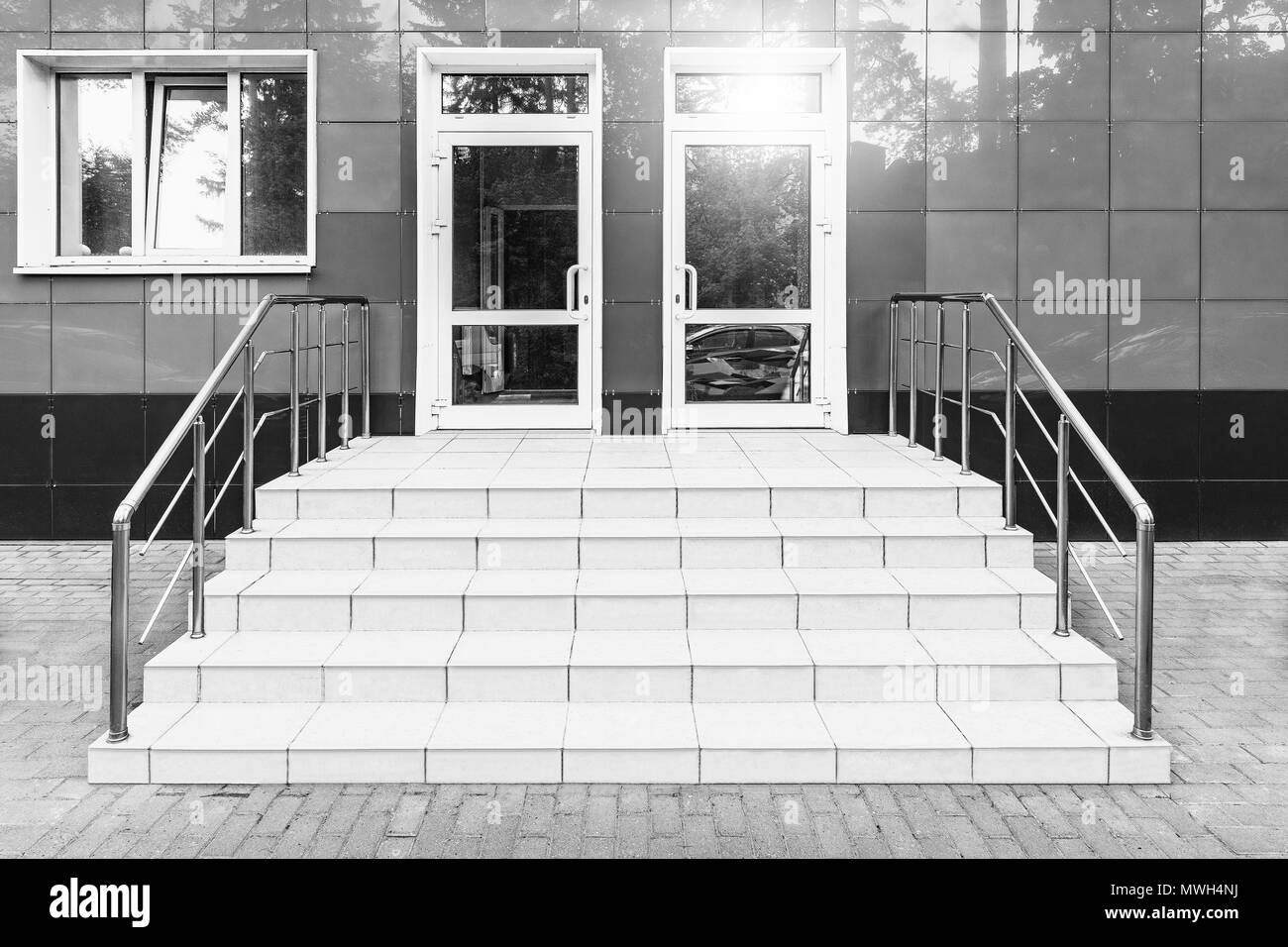 Entrance of the modern business building. Stock Photo