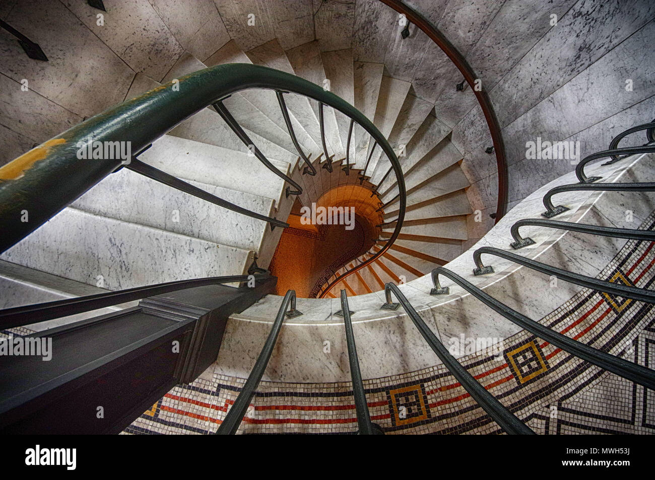 Looking down the Spiral Staircase Stock Photo