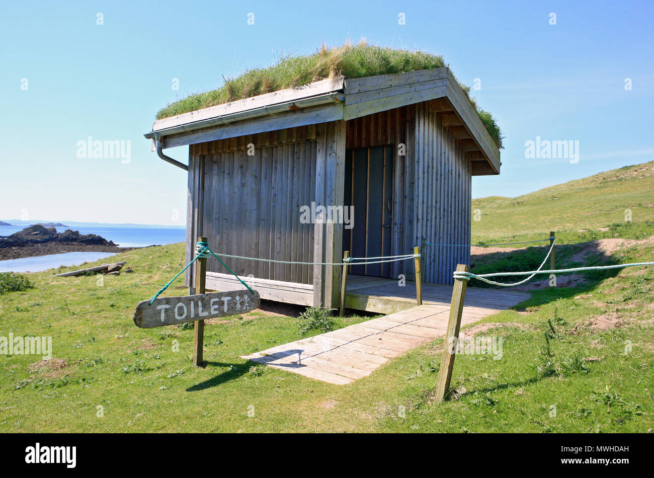 Composting toilet on Handa Island, Lairg, Sutherland, Scotland Stock Photo