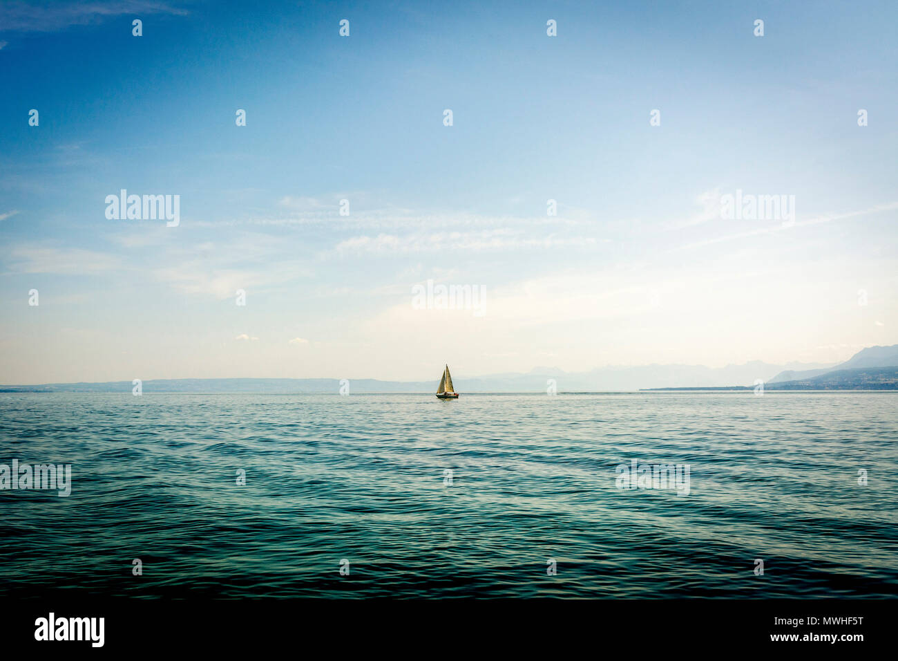 Boat on Lake Geneva, Haute Savoie, France Stock Photo - Alamy