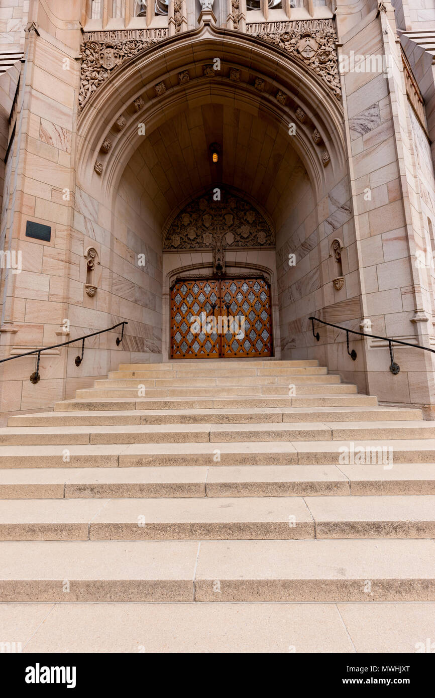 Steps leading up to St. Johns church in Spokane, Washington. Stock Photo