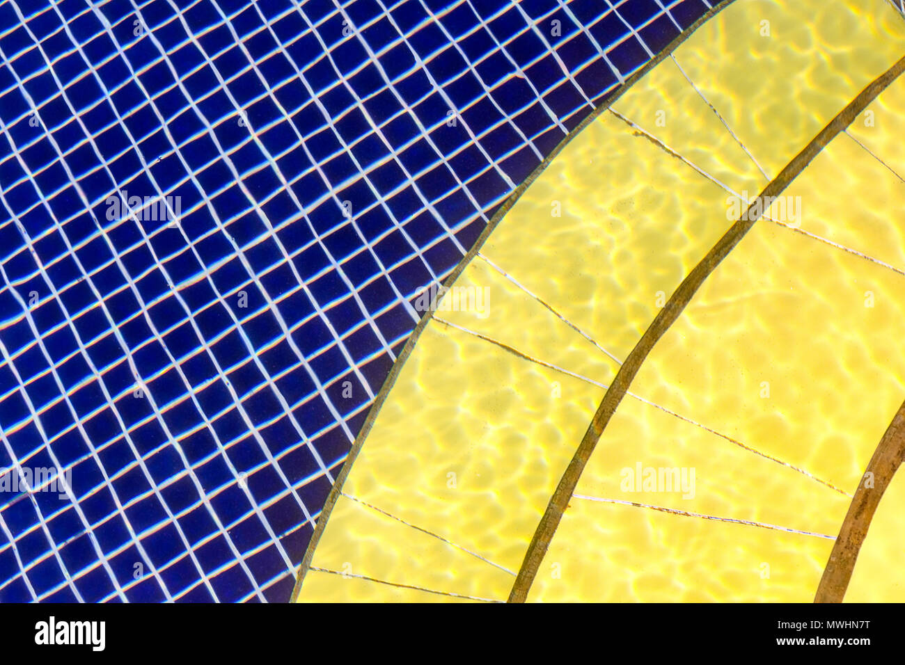 Yellow Pool Bottom Unusual abstract dual tone blurred background - bottom of pool through ...
