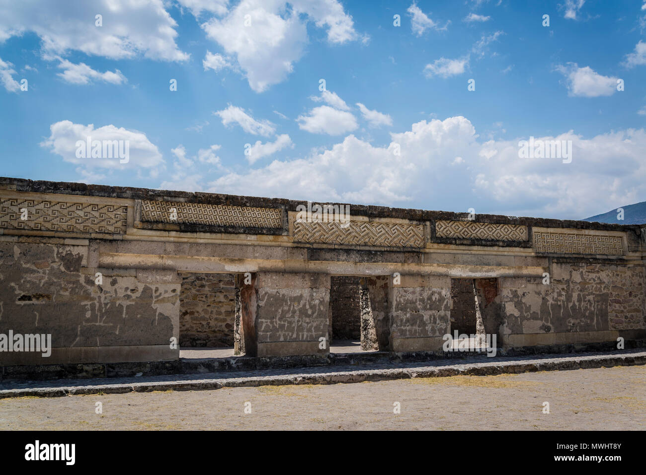 Mitla, pre-columbian archeological site of the Zapotec culture, Church or North Group of structures, Oaxaca, Mexico Stock Photo