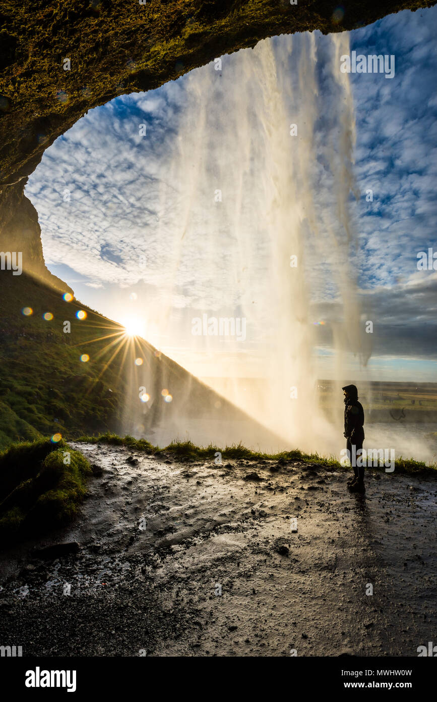 Seljalandsfoss Waterfall in Southern Iceland along the Ringroad Stock Photo