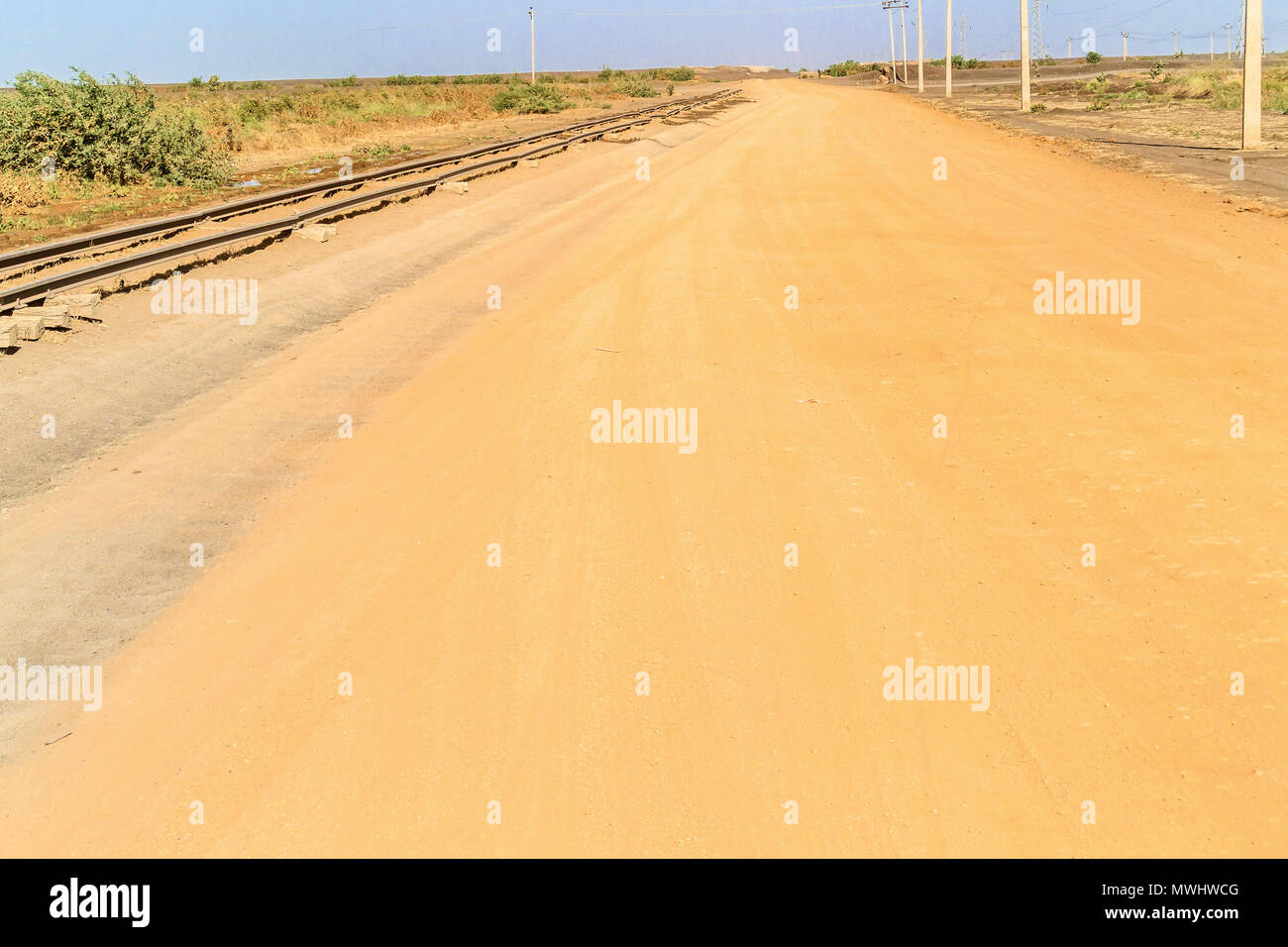 Old colonial railway road near Sennar in Sudan Stock Photo