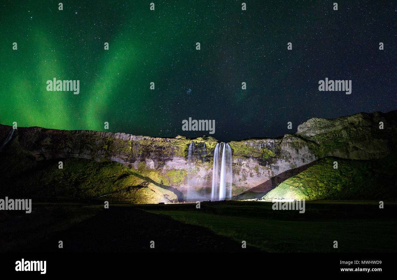 northern lights over iceland Stock Photo