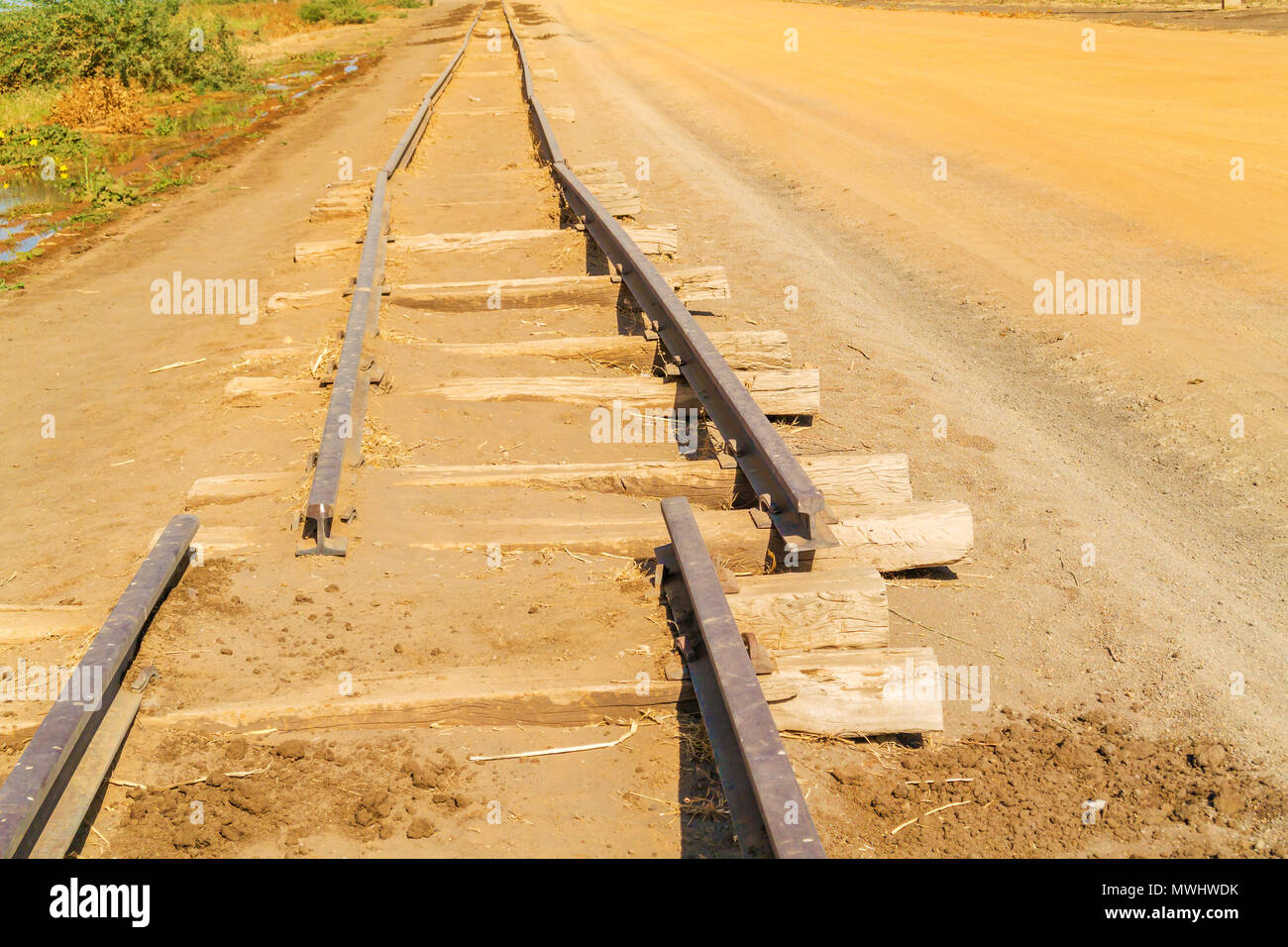 Old colonial railway road near Sennar in Sudan Stock Photo