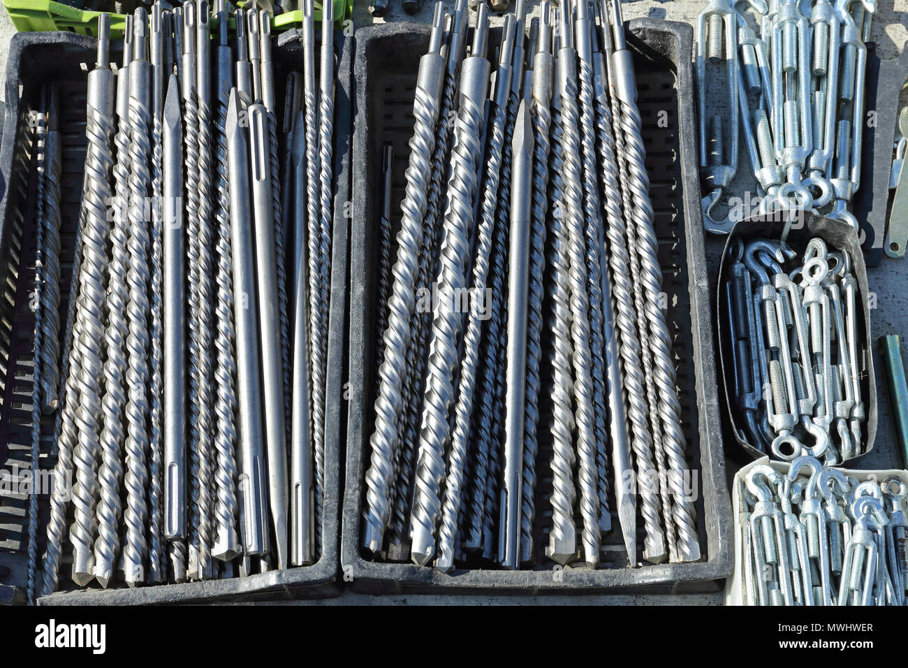 Long Drill Bits Professional Tools Stock Photo