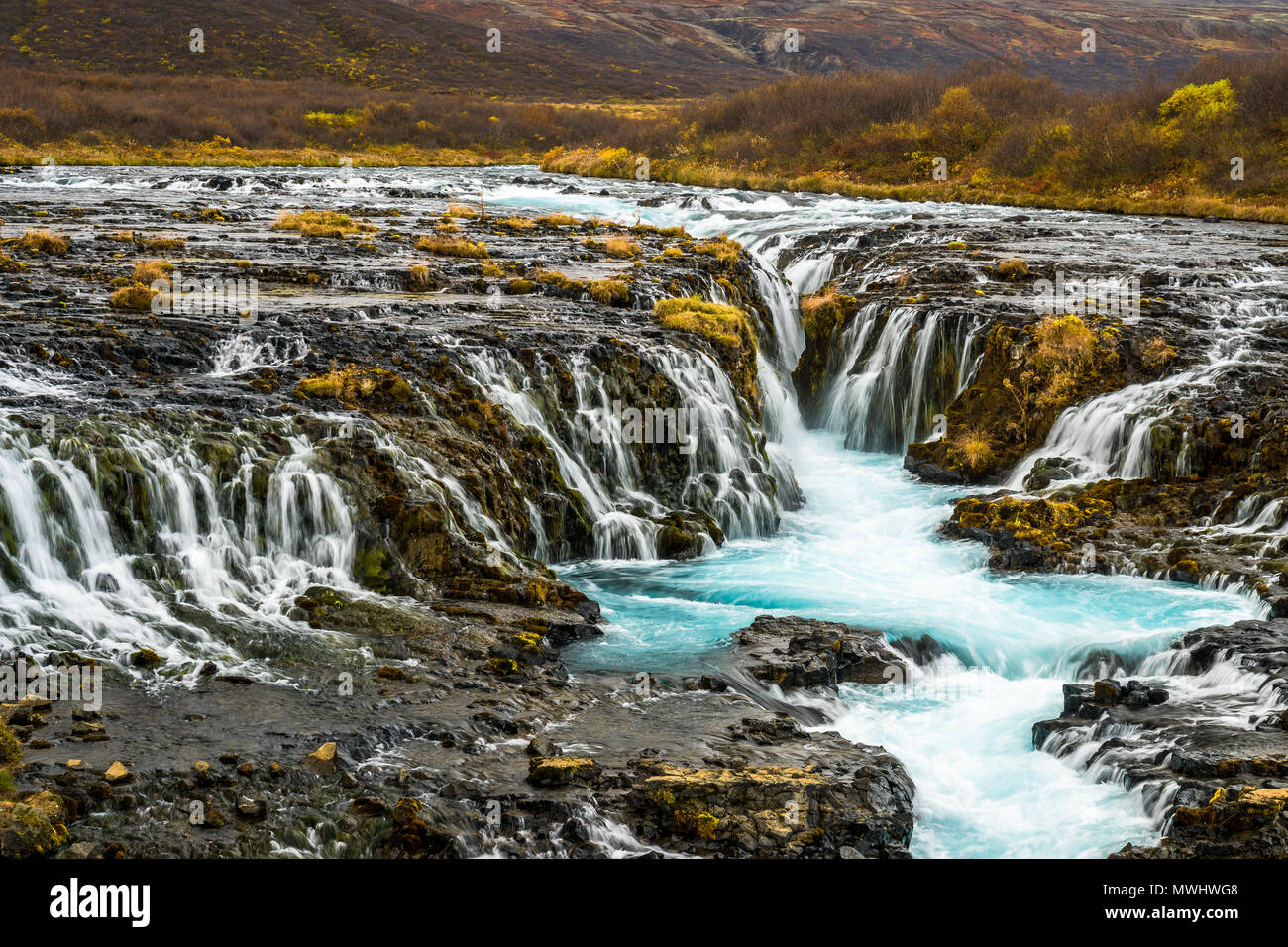 natural whirl pool at Bruarfoss, Golden Circle, Iceland Stock Photo