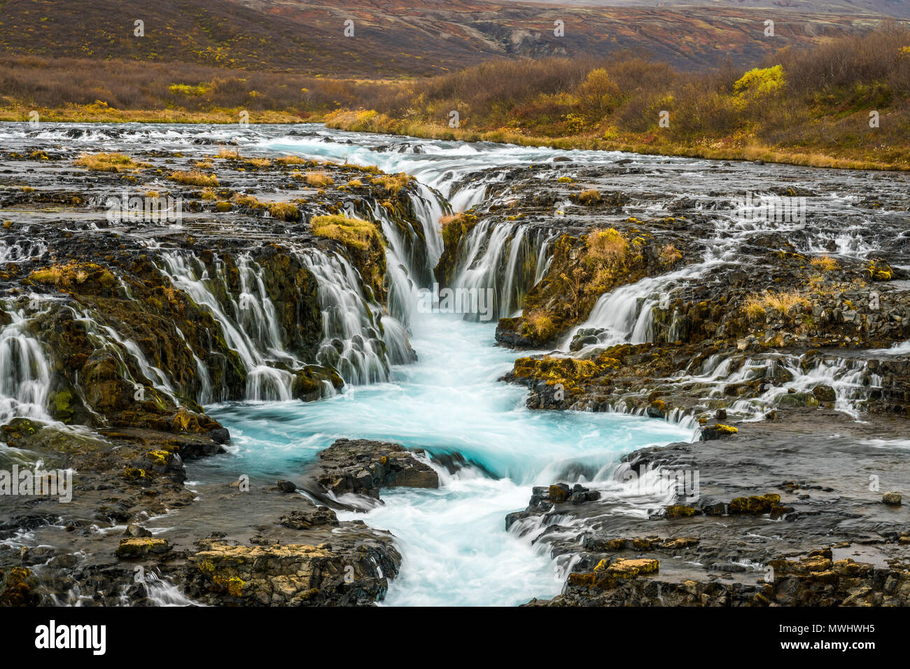 natural whirl pool at Bruarfoss, Golden Circle, Iceland Stock Photo