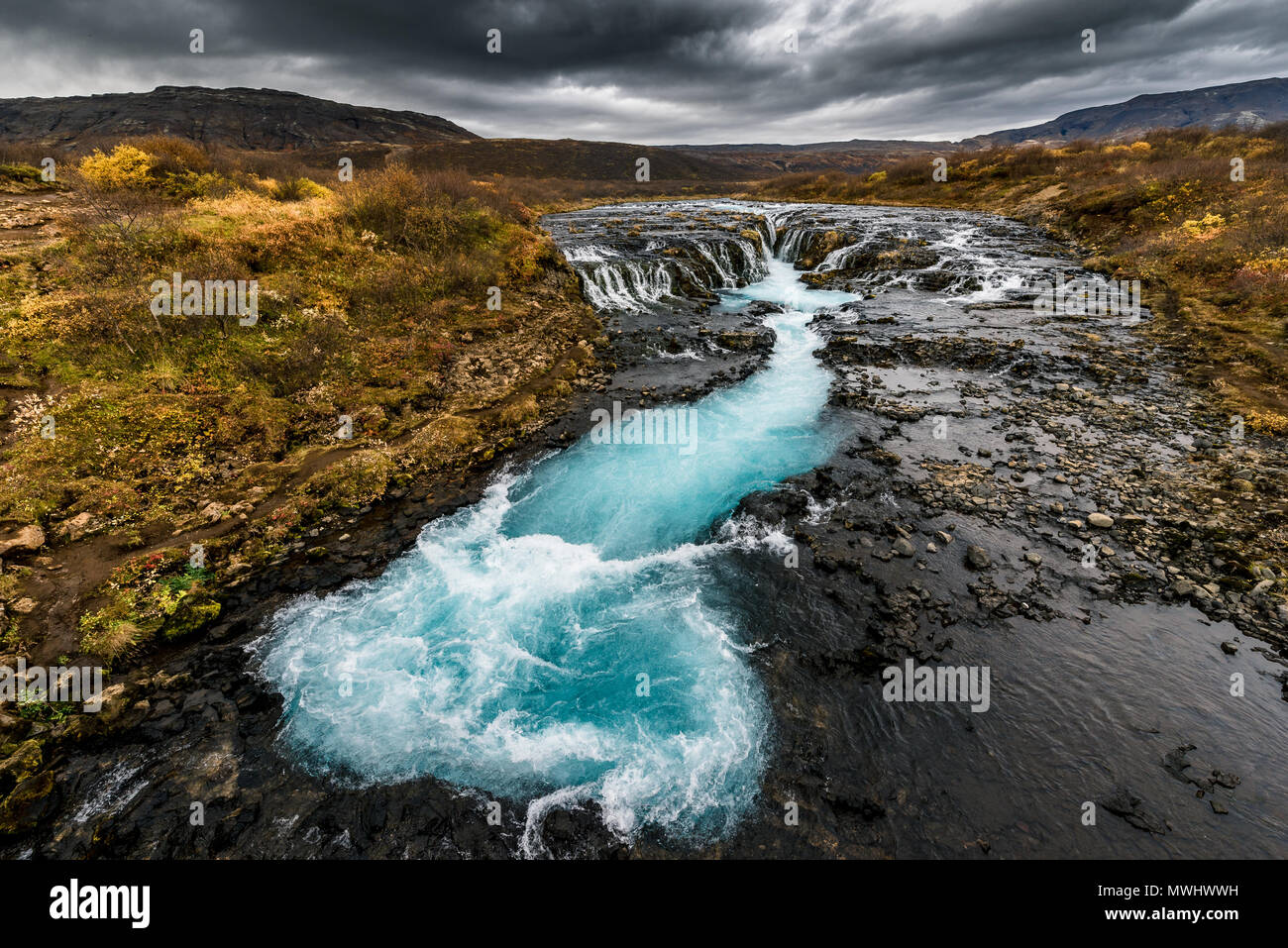 natural whirlpool at bruarfoss, iceland Stock Photo