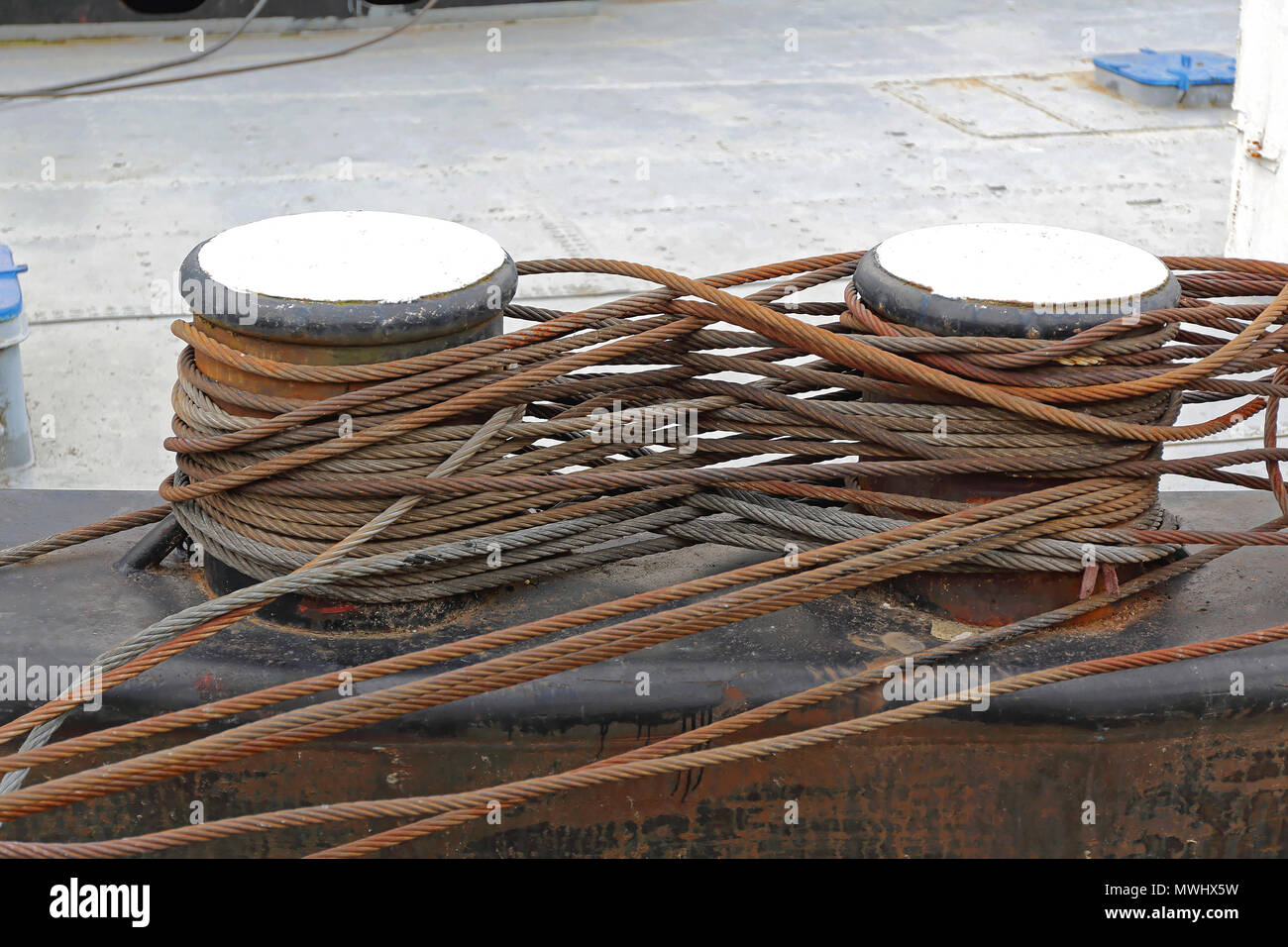 Steel Wire Rope Cables For Barge Ship Stock Photo Alamy