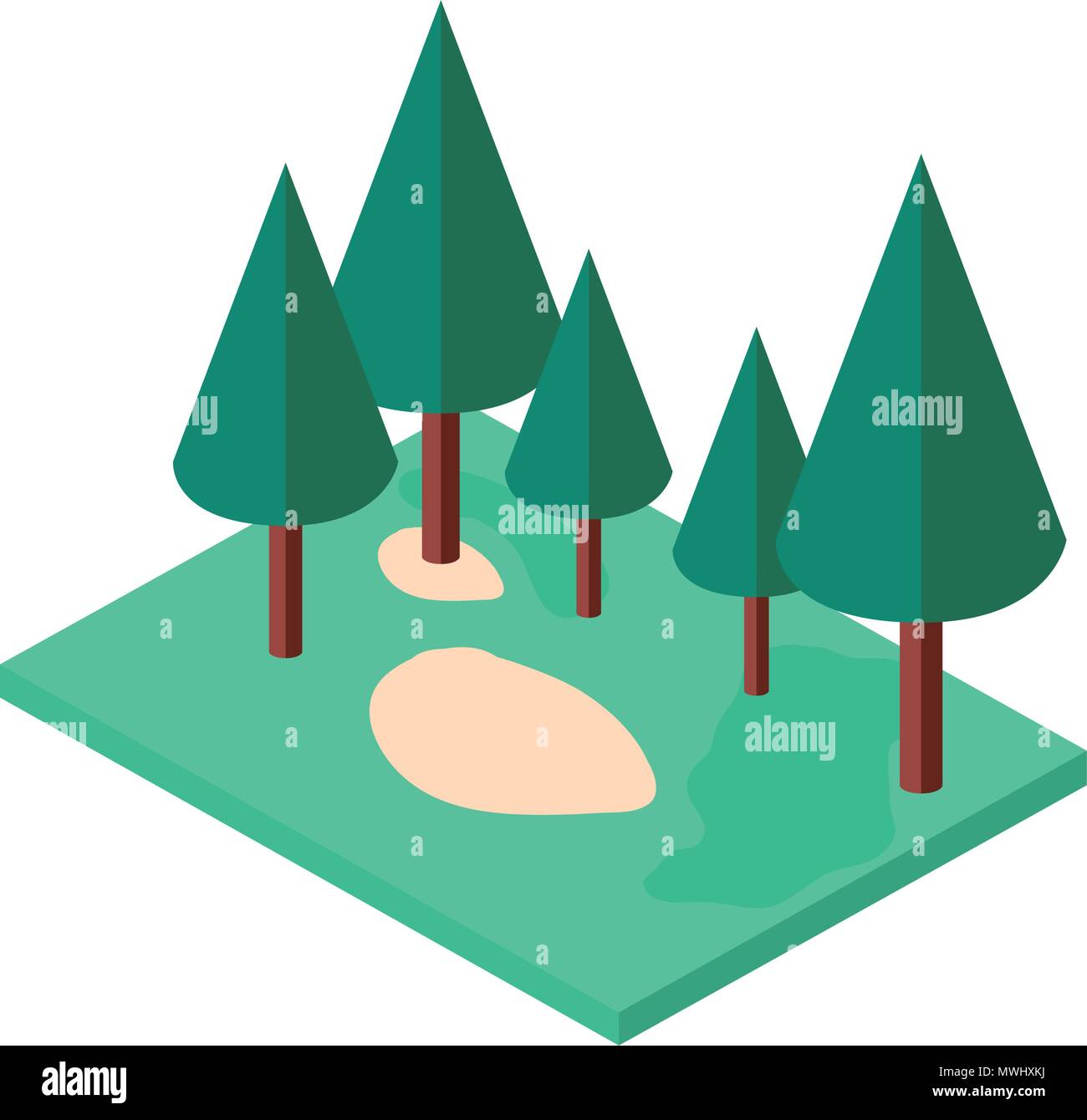 pines trees plants in the park scene isometric Stock Vector Image & Art ...