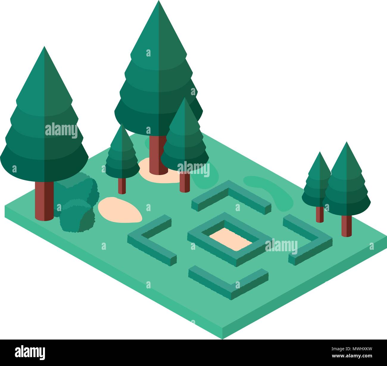 pines trees plants in the park scene isometric Stock Vector Image & Art ...
