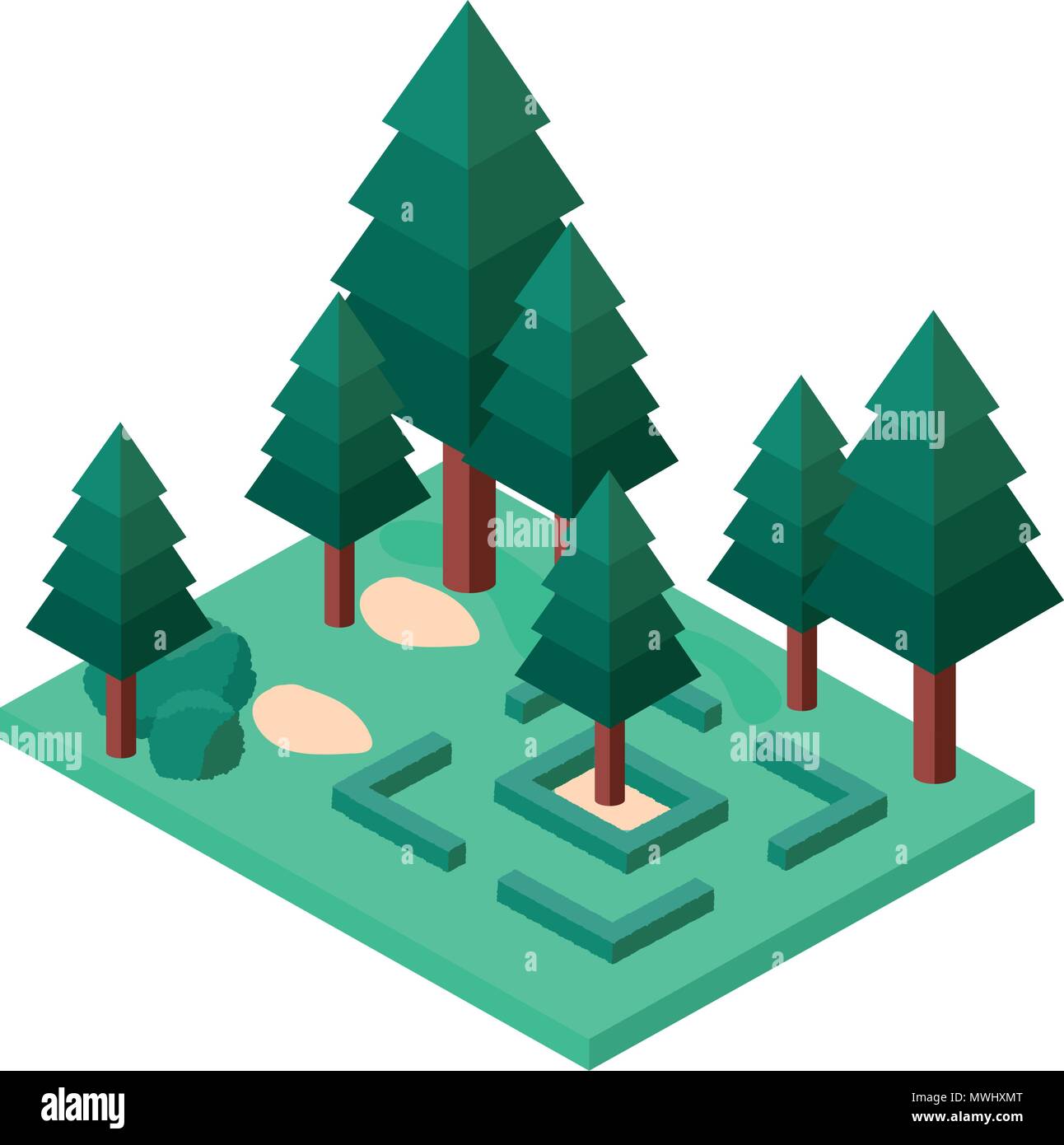 pines trees plants in the park scene isometric Stock Vector Image & Art ...