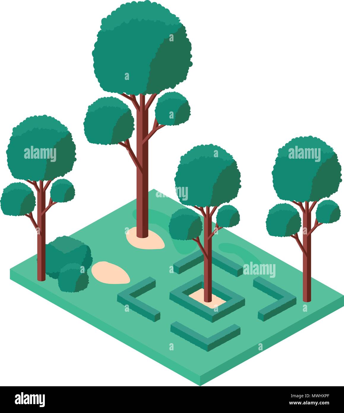 trees plants in the park scene isometric Stock Vector Image & Art - Alamy