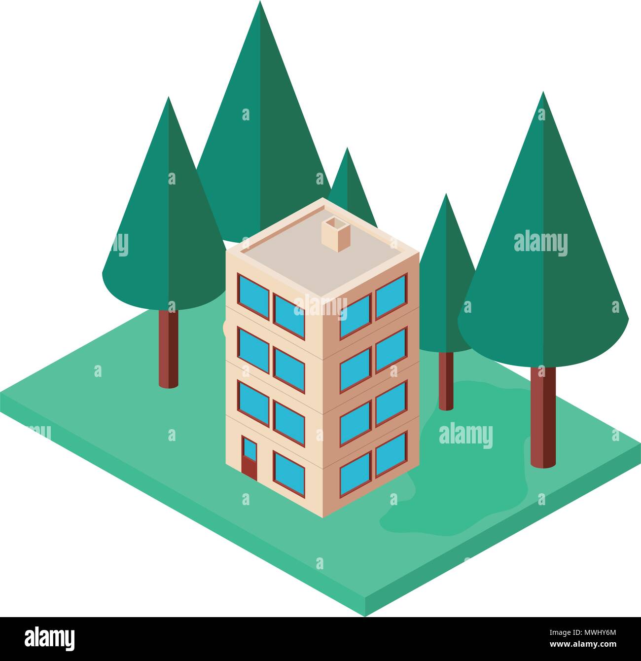 building with landscape isometric icon Stock Vector Image & Art - Alamy