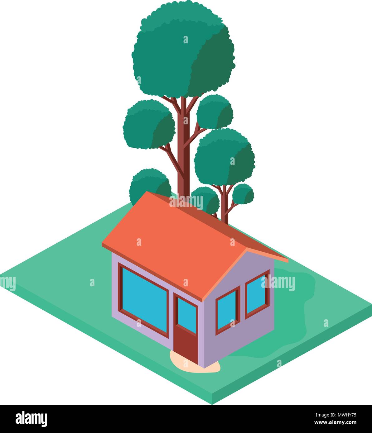 exterior house with landscape isometric icon Stock Vector Image & Art ...