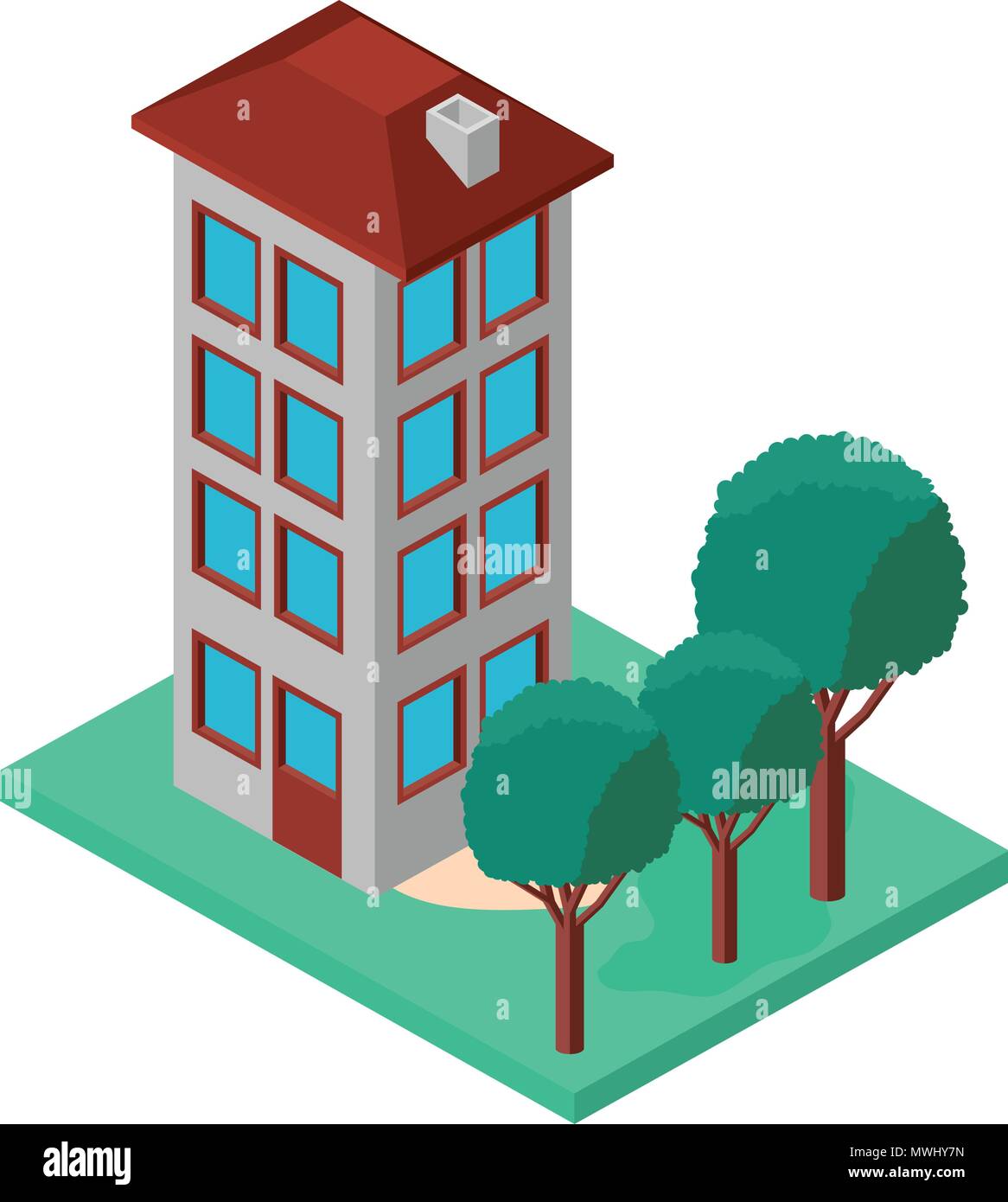 building with landscape isometric icon Stock Vector Image & Art - Alamy