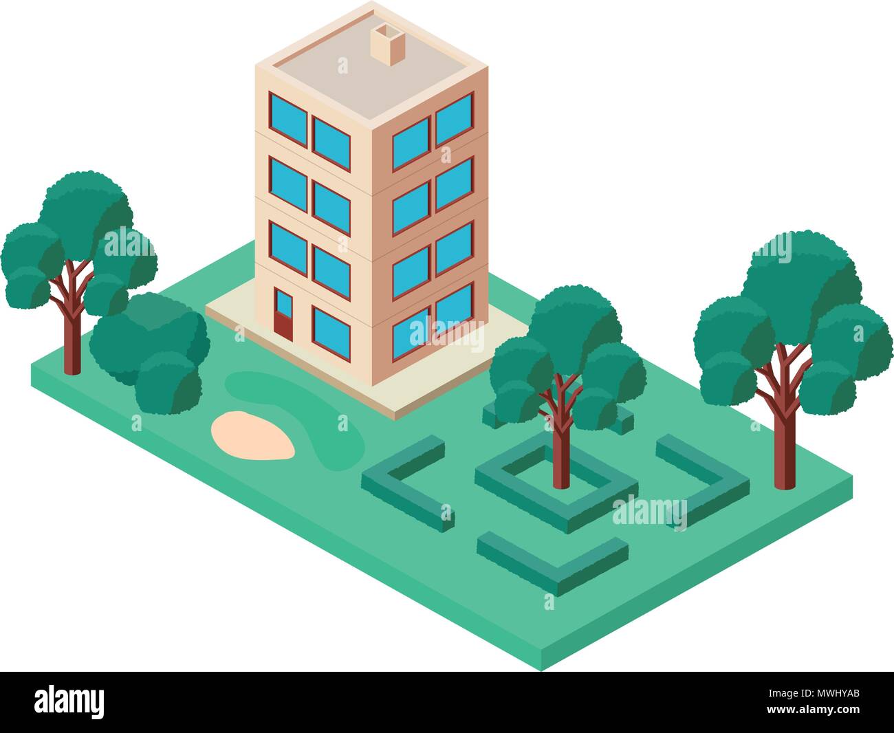building with landscape isometric icon Stock Vector Image & Art - Alamy