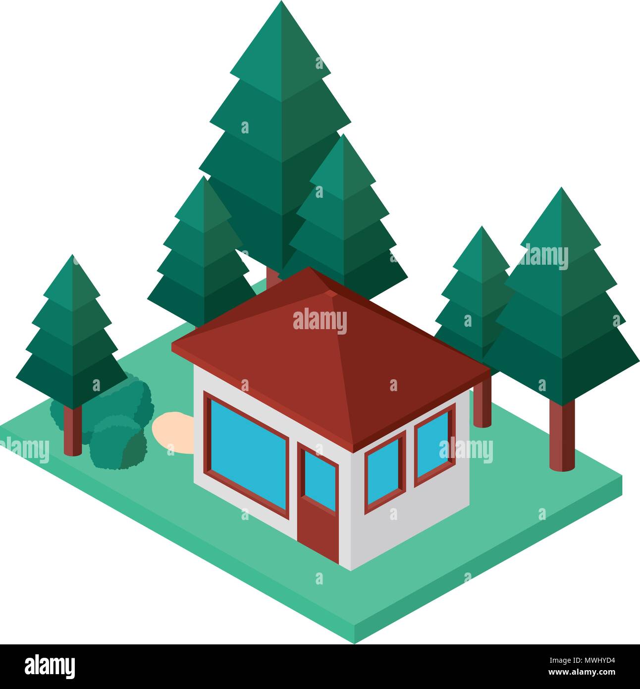 exterior house with landscape isometric icon Stock Vector Image & Art ...
