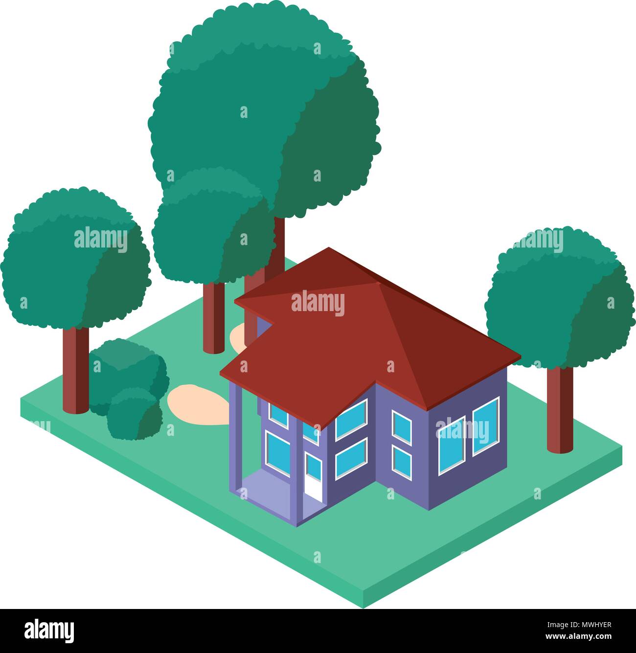 exterior house with landscape isometric icon Stock Vector Image & Art ...