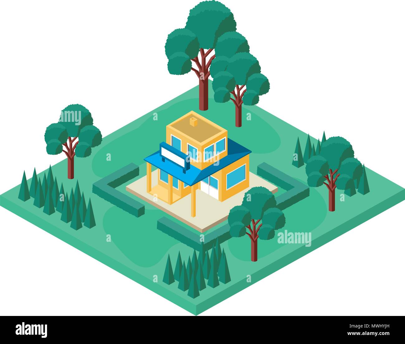 store building exterior with landscape isometric Stock Vector Image ...