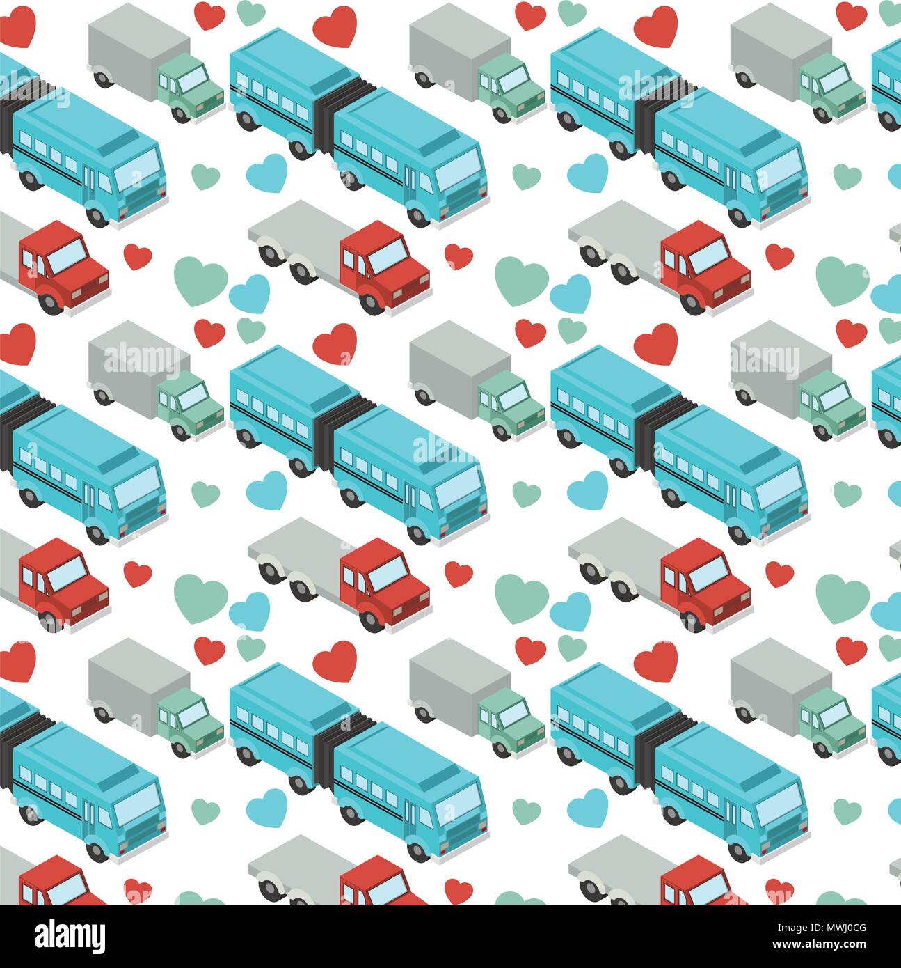 truck and bus transport isometric pattern Stock Vector Image & Art - Alamy