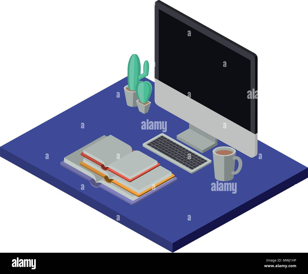 work place scene isometric icons Stock Vector Image & Art - Alamy