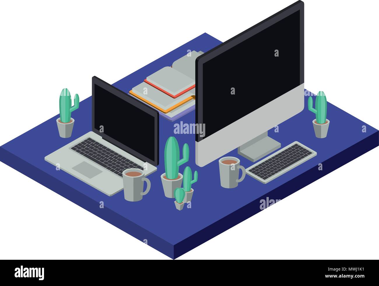 work place scene isometric icons Stock Vector Image & Art - Alamy