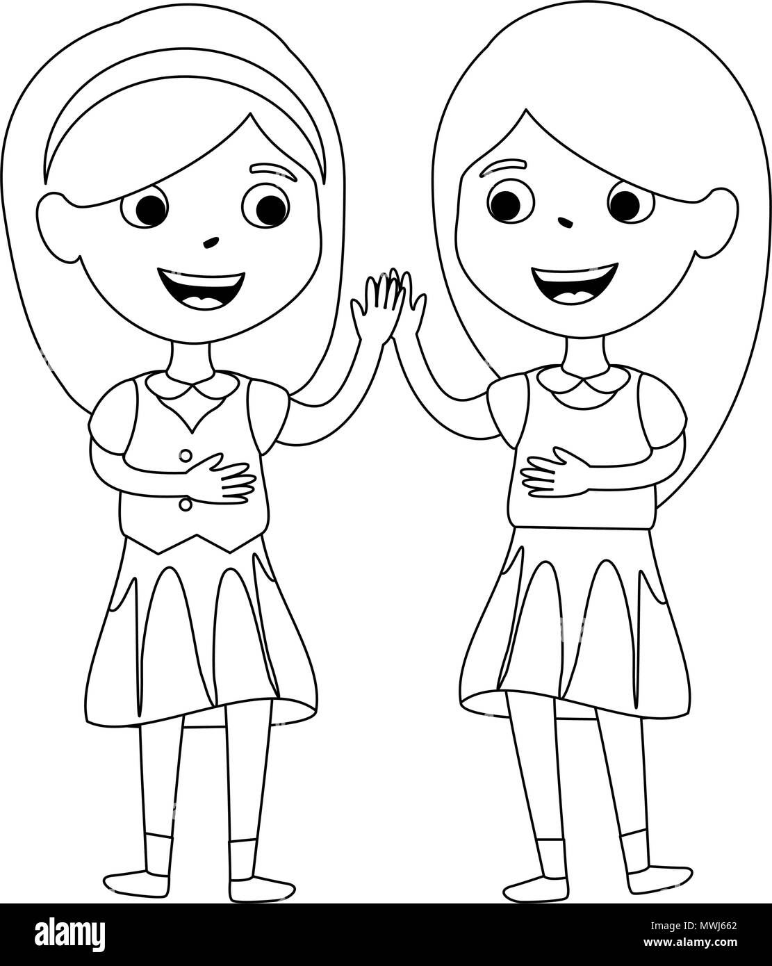 little girls friends characters Stock Vector
