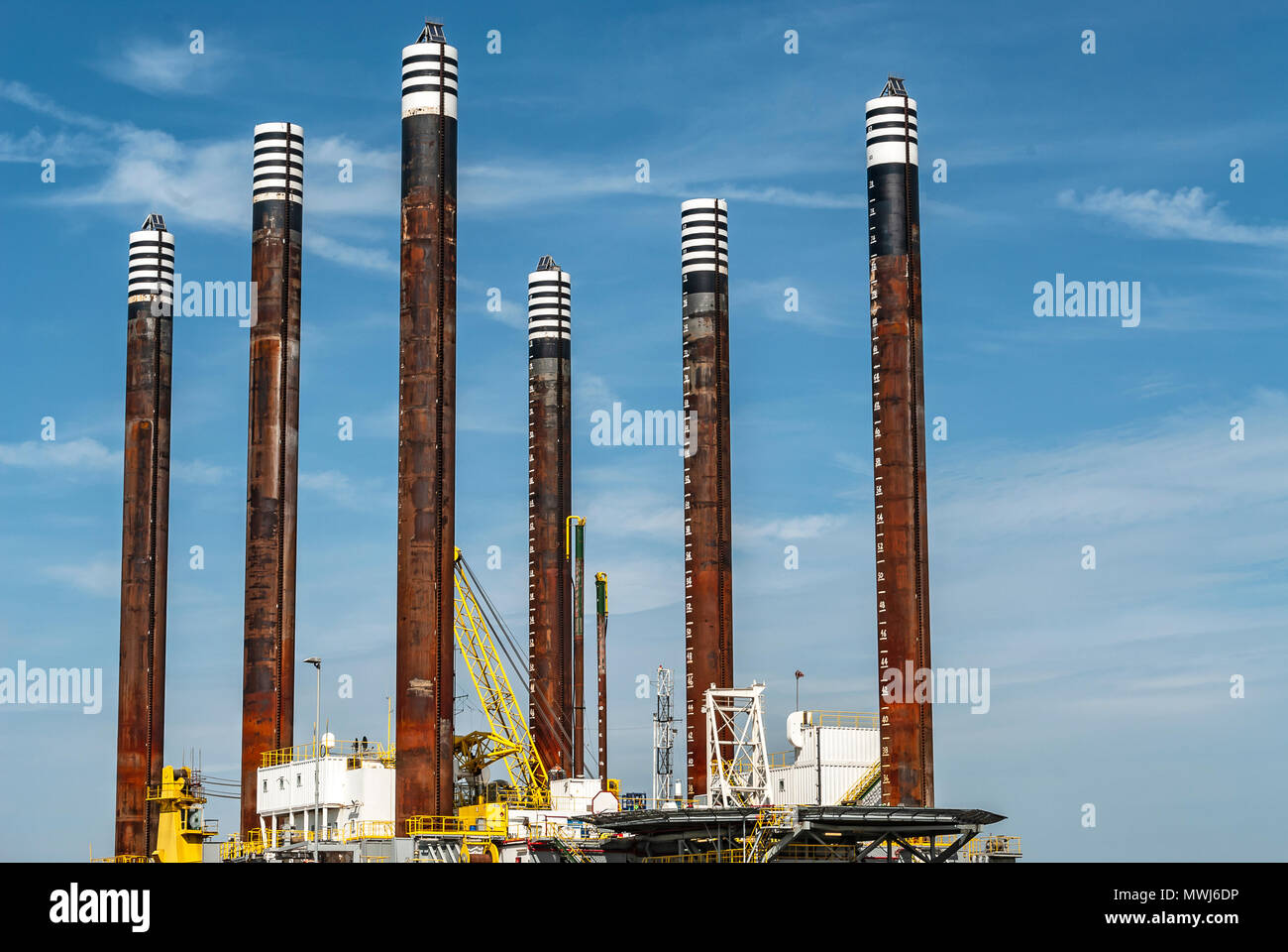 front view of an oil drilling platform Stock Photo