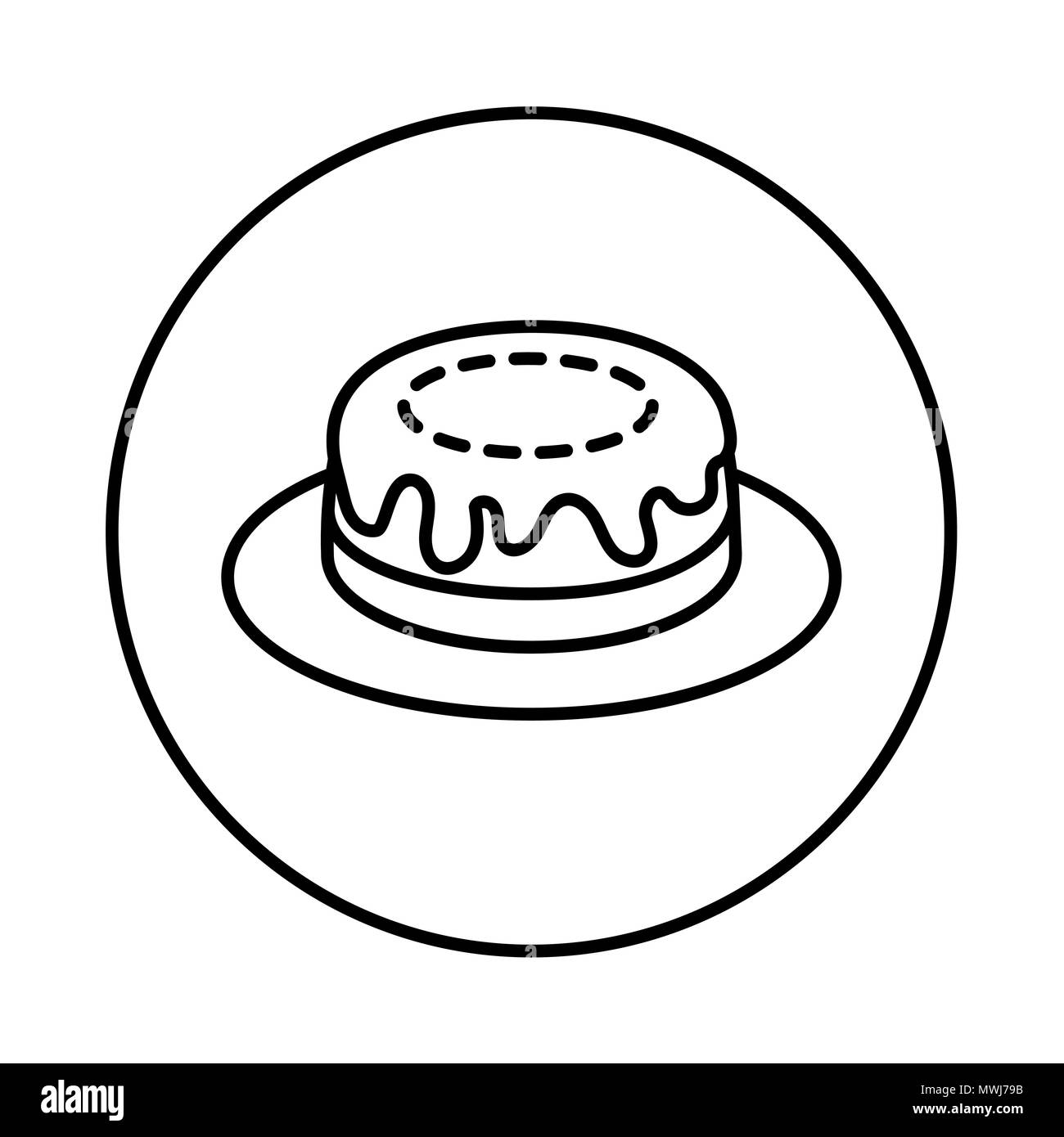Vector of Cake icon in Circle line, iconic symbol inside a circle, on white background. Vector Iconic Design. Stock Vector