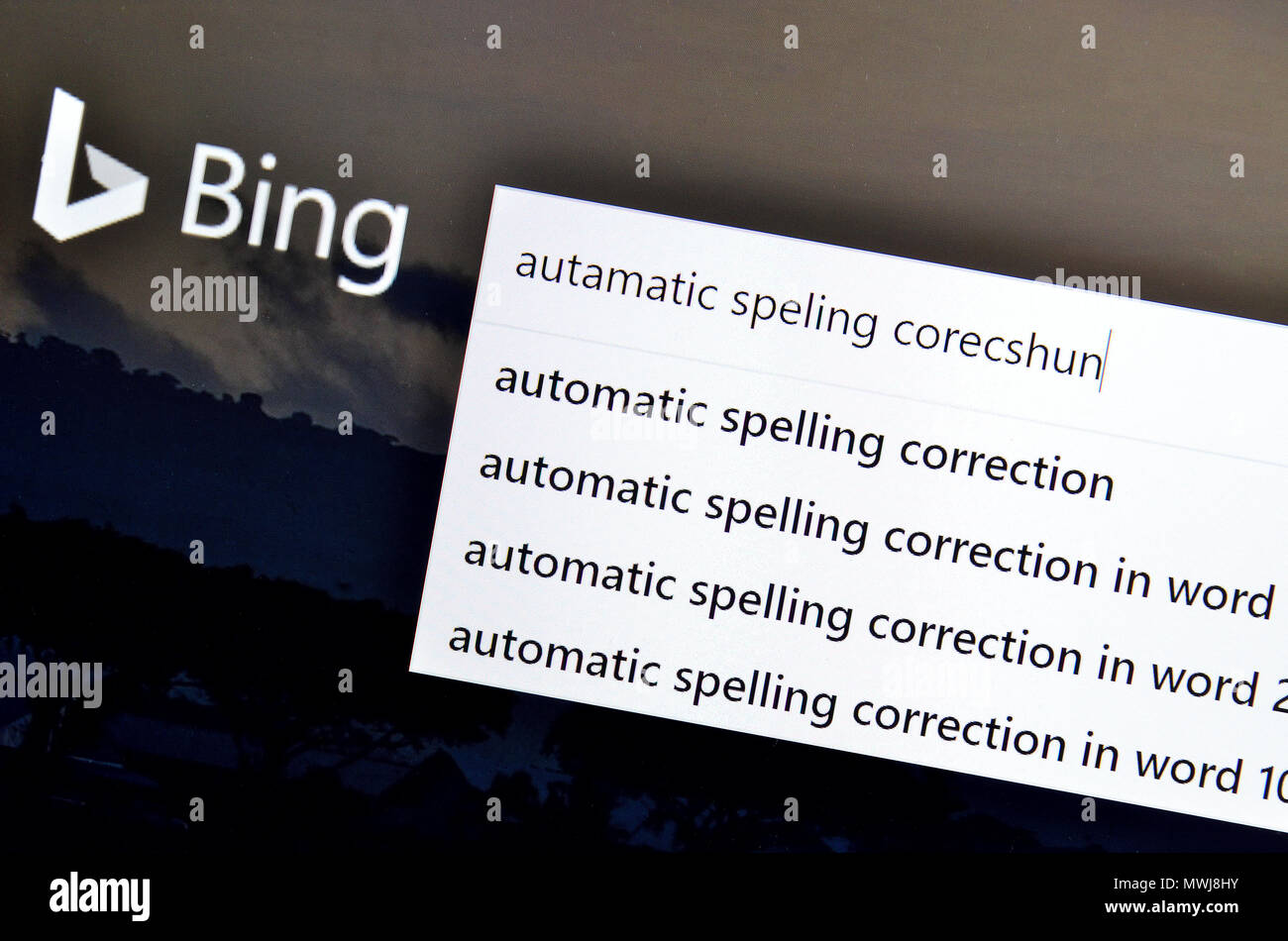 Computer screenshot: automatic spelling correction Stock Photo