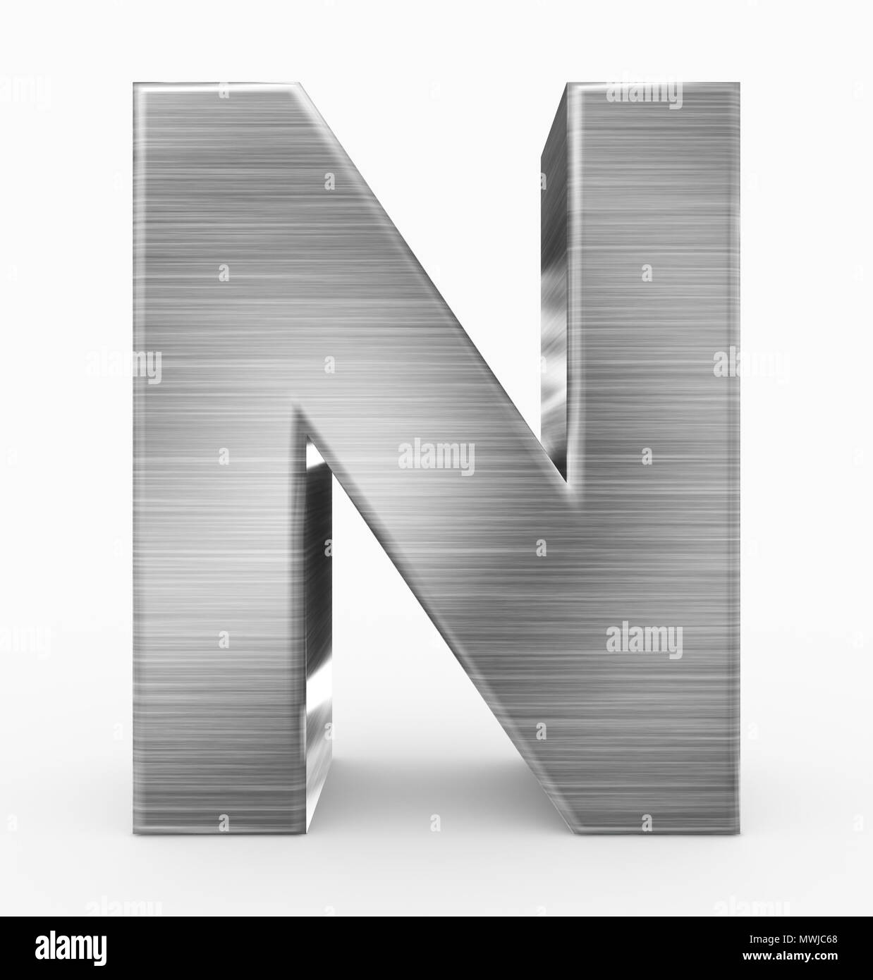 letter N 3d cubic metal isolated on white - 3d rendering Stock Photo ...