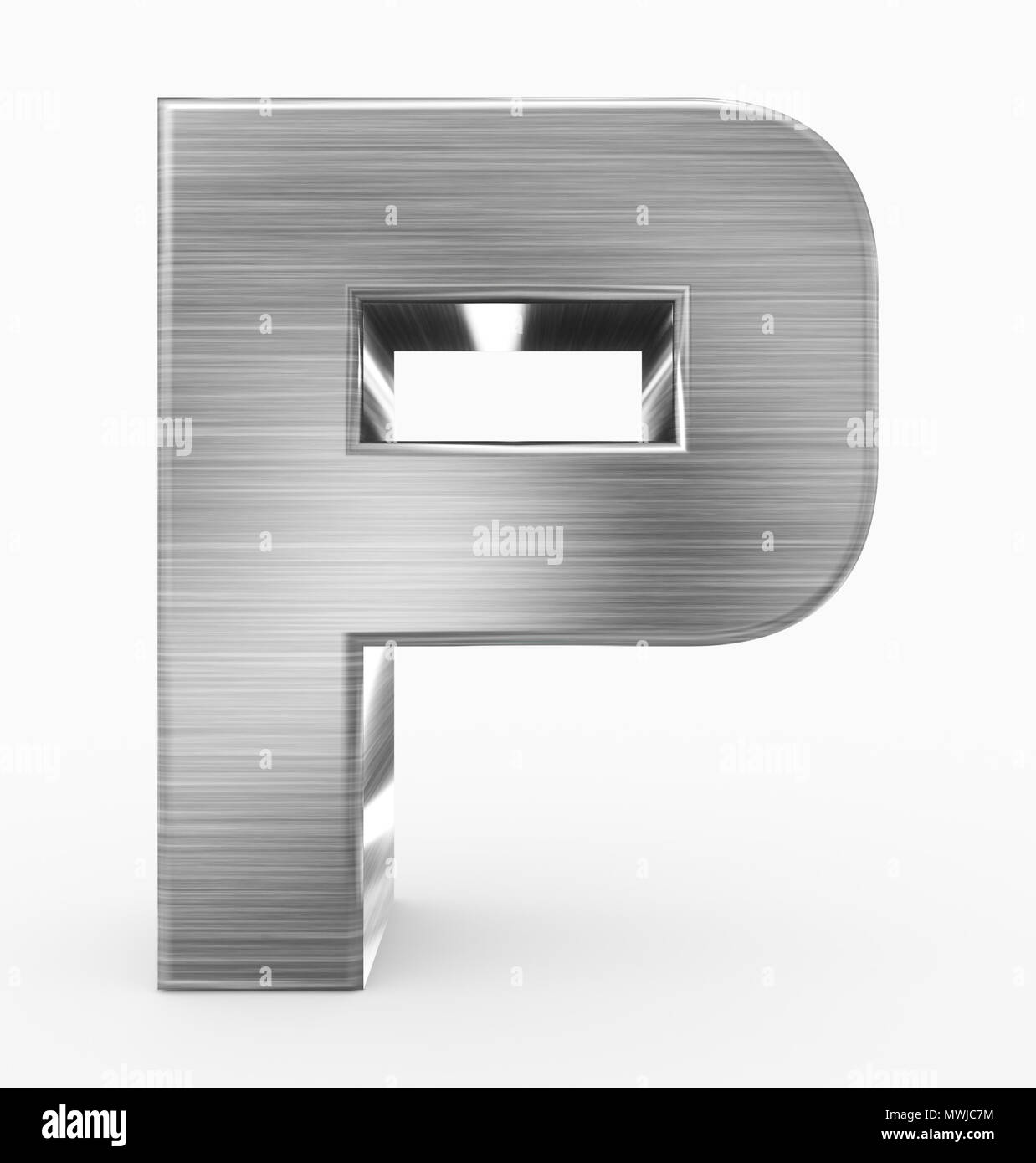 letter P 3d cubic rounded metal isolated on white - 3d rendering Stock ...
