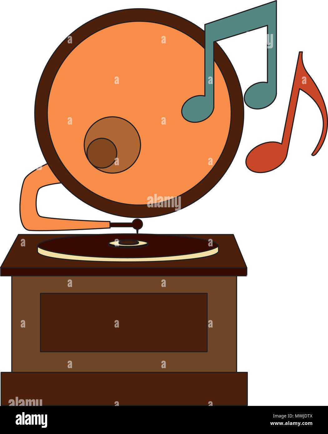 gramophone music retro with music notes vector illustration design Stock Vector