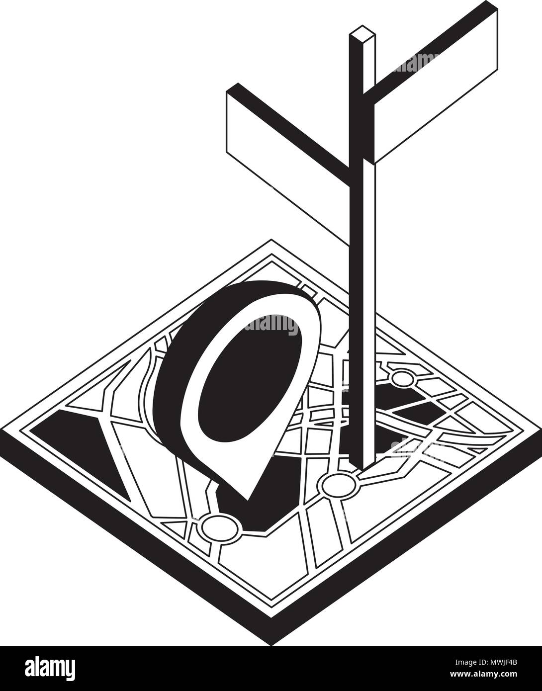 map guide with signaling with pin location isometric icon vector ...